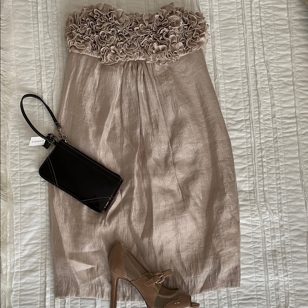 Elegant Beige Ruffled Women's Dress